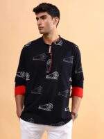 Black Charkha Block Printed Kurta - XXXL