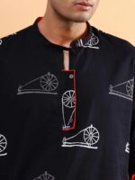 Black Charkha Block Printed Kurta - XXXL