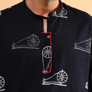 Black Charkha Block Printed Kurta - XXXL