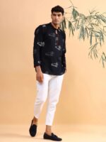 Black Charkha Block Printed Kurta - XXXL