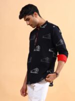 Black Charkha Block Printed Kurta - XXXL