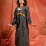 Black Kotpad Cotton Saanjh Midi Dress