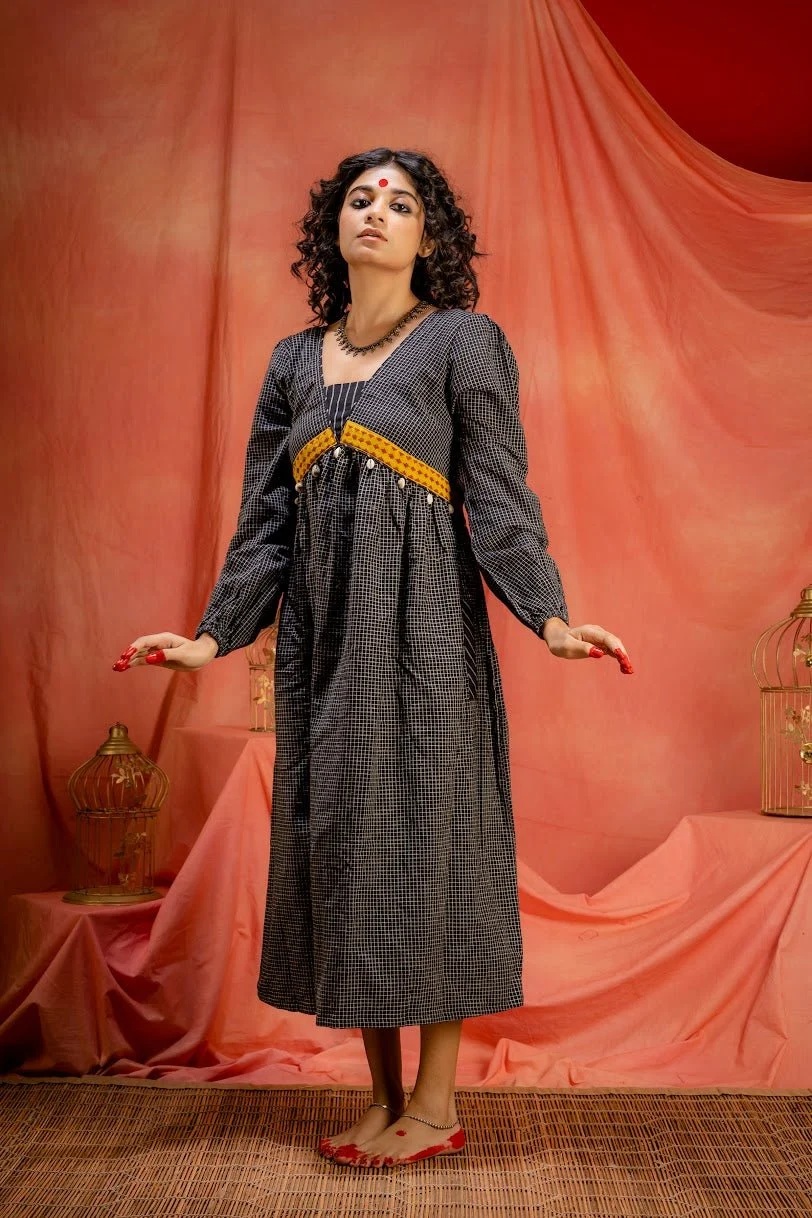 black-kotpad-cotton-saanjh-midi-dress-2c7063ec-1 Black Kotpad Cotton Saanjh Midi Dress