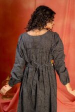 Black Kotpad Cotton Saanjh Midi Dress