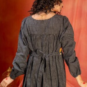 Black Kotpad Cotton Saanjh Midi Dress