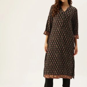 Blue Ethnic Motifs Florals Kurta