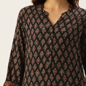 Blue Ethnic Motifs Florals Kurta