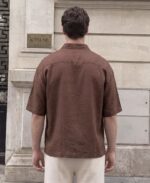 Brown Linen Blend Embroidery Shirt