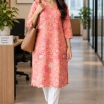 Coral Bloom Floral Kurta