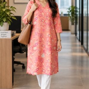 Coral Bloom Floral Kurta