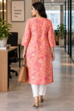 Coral Bloom Floral Kurta