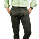 Dark Green Color Cotton Trouser Pants for Men
