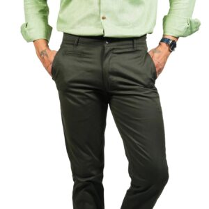 Dark Green Color Cotton Trouser Pants for Men