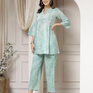 Indibelle Cotton Abstract Print A-Line Co-ord Set