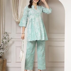 Indibelle Cotton Abstract Print A-Line Co-ord Set