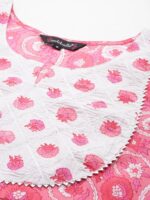 Indibelle Cotton Floral Print Kurta Pant With Dupatta (Blue)