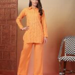Indibelle Cotton Schiffli Solid Co-ord Set