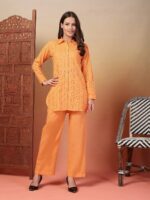 Indibelle Cotton Schiffli Solid Co-ord Set