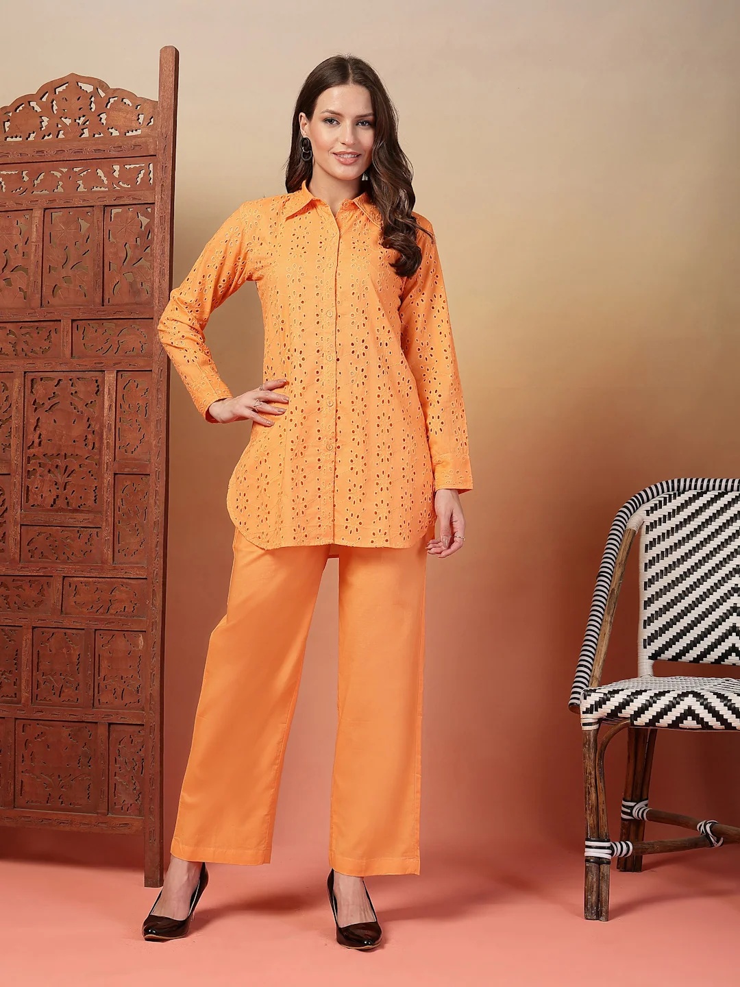 indibelle-cotton-schiffli-solid-co-ord-set-63d82ad6-1 Indibelle Cotton Schiffli Solid Co-ord Set