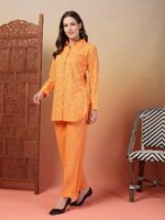 Indibelle Cotton Schiffli Solid Co-ord Set