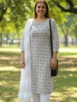 Ivory Print Long Kurti