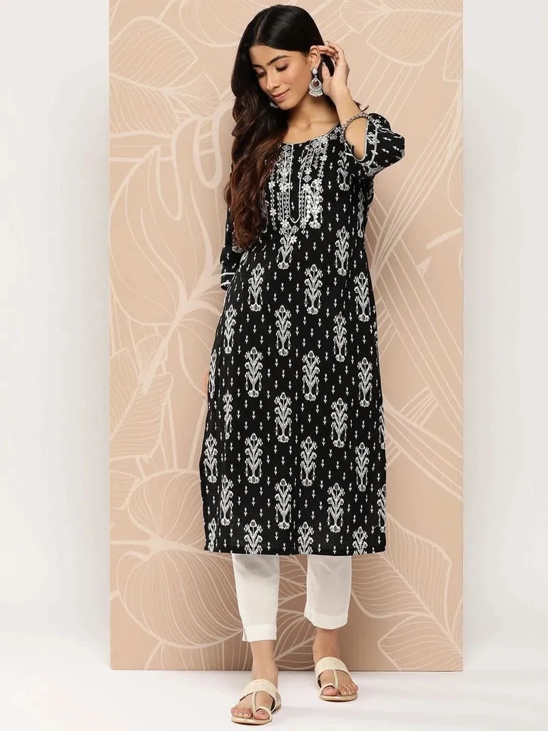 libas-black-embellished-cotton-straight-kurta-953d8d82-1 Libas Black Embellished Cotton Straight Kurta