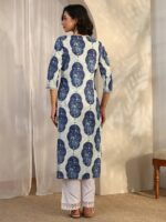 Libas Blue Printed Cotton Straight Kurta