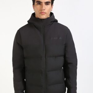 Men Hooded Solid Cotton Casual Puffer Jacket