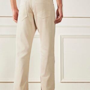 Men Relaxed Fit Clean Look Ecru Pure Cotton Jeans