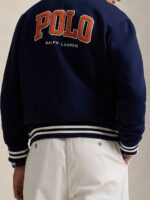 Men Stand Collar Typography Printed Cotton Casual Bomber Jacket