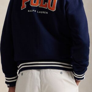 Men Stand Collar Typography Printed Cotton Casual Bomber Jacket