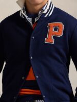 Men Stand Collar Typography Printed Cotton Casual Bomber Jacket