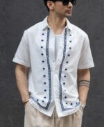 Off White Embroidered Shirt 100% Cotton