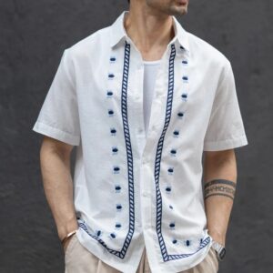 Off White Embroidered Shirt 100% Cotton
