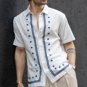 Off White Embroidered Shirt 100% Cotton