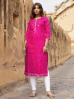 Pri Pink Leheriya Kurta