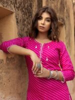 Pri Pink Leheriya Kurta