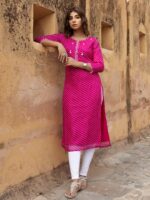 Pri Pink Leheriya Kurta