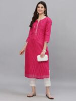 Pri Pink Leheriya Kurta