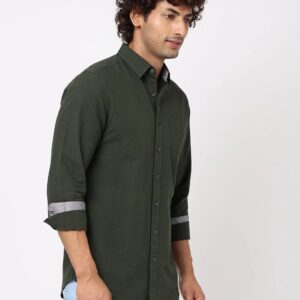 Olive Solid Cotton Shirt