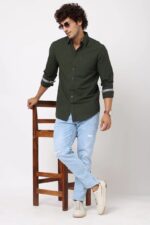 Olive Solid Cotton Shirt