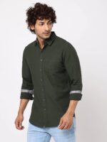 Olive Solid Cotton Shirt