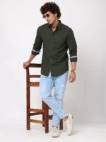 Olive Solid Cotton Shirt