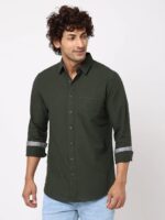 Olive Solid Cotton Shirt