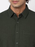 Olive Solid Cotton Shirt