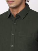 Olive Solid Cotton Shirt