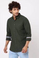 Olive Solid Cotton Shirt