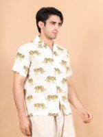 Twoway Tiger Printed Half Sleeves Shirt - XXXL / White / Half Sleeves