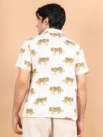 Twoway Tiger Printed Half Sleeves Shirt - XXXL / White / Half Sleeves